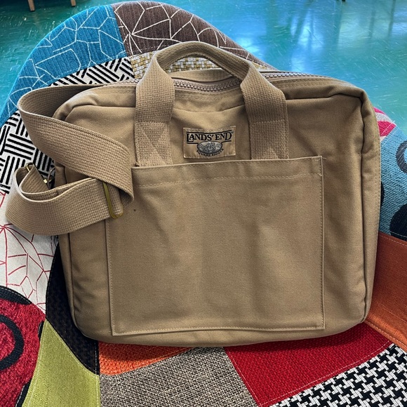 Lands' End Bags Vintage Lands End Square Rigger Canvas Briefcase